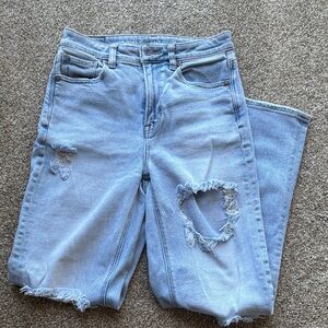 American Eagle Outfitters Light Wash Straight Leg Distressed Jeans